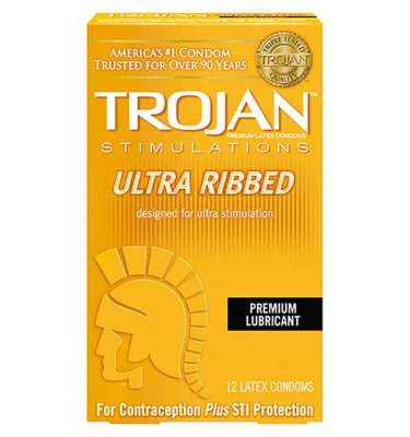 Trojan Ultra Ribbed Lubricated Condoms - 36-Pack